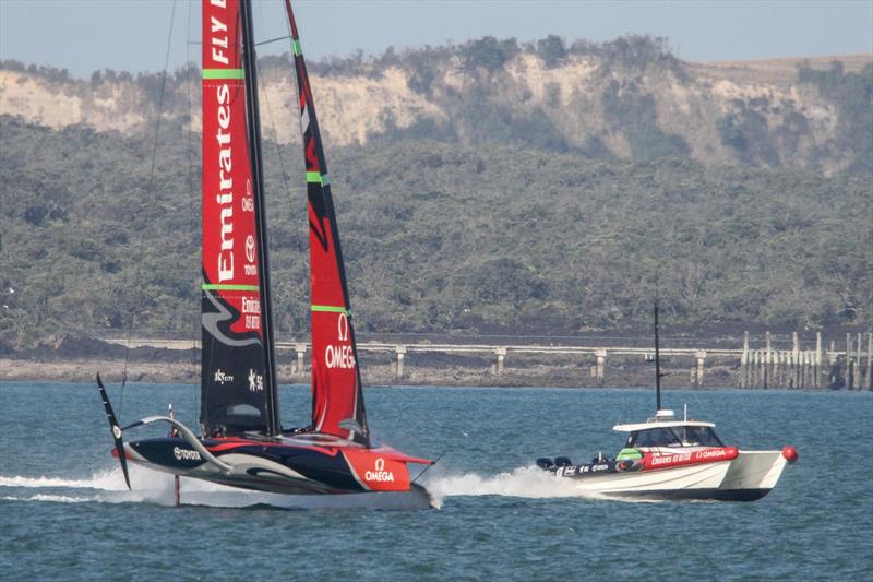 Emirates Team New Zealand AC75 Te Aihe on her final sail on the Waitemata Harbour before leaving for Europe - January 15. 2020 photo copyright Richard Gladwell / Sail-World.com taken at Royal New Zealand Yacht Squadron and featuring the AC75 class