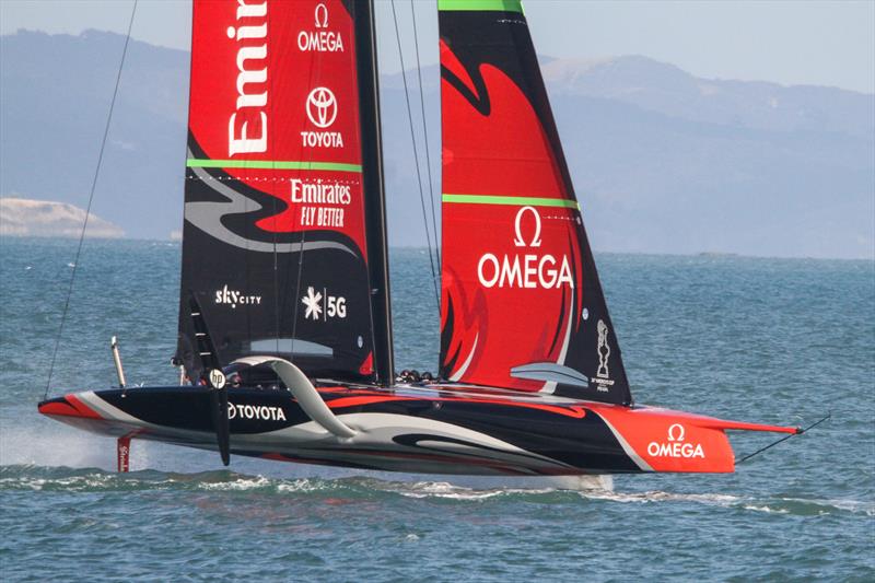 Emirates Team New Zealand AC75 Te Aihe on her final sail on the Waitemata Harbour before leaving for Europe - January 15, 2020 photo copyright Richard Gladwell / Sail-World.com taken at Royal New Zealand Yacht Squadron and featuring the AC75 class