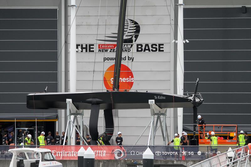 Emirates Team New Zealand launch their test boat - a 12Metre design that is very similar proportions to the AC75 used in the America's Cup. The hard chine hull will carry 3-5 crew. - photo © Richard Gladwell / Sail-World.com