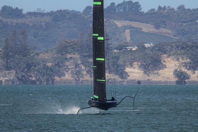 Crew stay in their trenches in either side cockpit - Te Kahu - Emirates Team NZ's test boat - Waitemata Harbour - February 11, 2020 - photo © Richard Gladwell / Sail-World.com