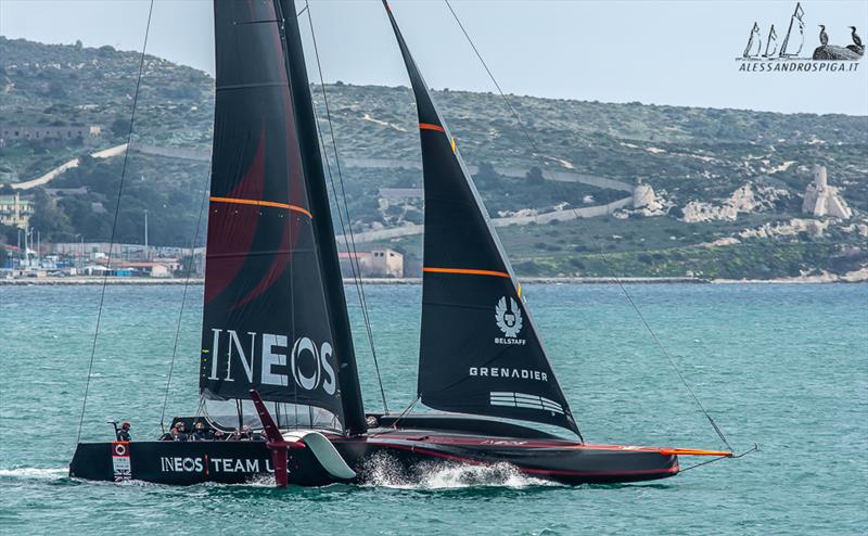 INEOS Team UK is now said to be packing out of Cagliari, now that travel restrictions imposed by various Governments could have marooned the team in Italy  photo copyright Alessandro Spiga taken at Circolo della Vela di Roma and featuring the AC75 class