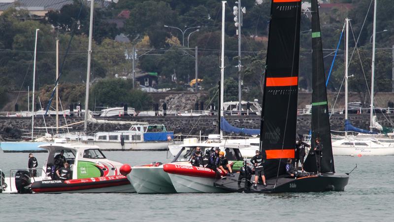 Waiting for the wind - Time out - Emirates Team New Zealand - March 2020 - Waitemata Harbour - photo © Richard Gladwell / Sail-World.com