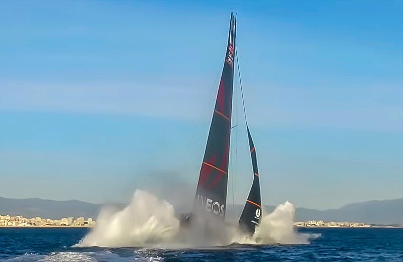 INEOS Team UK takes a dive on February 1, 2020 - Cagliari, Sardinia  photo copyright INEOS Team UK taken at Royal Yacht Squadron and featuring the AC75 class