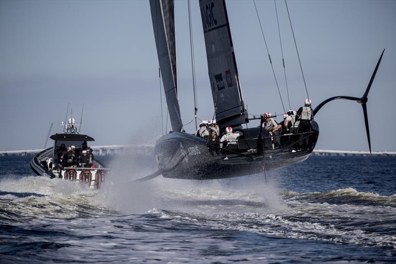 New York Yacht Club's AC75 Defiant testing - January 2020 -  Pensacola, Florida photo copyright Will Ricketson taken at New York Yacht Club and featuring the AC75 class