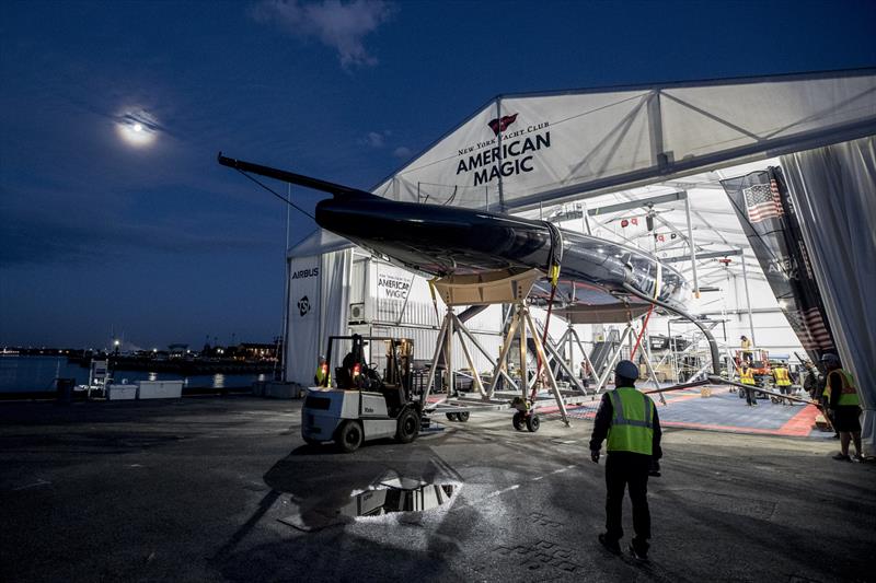 NYYC's AC75 Defiant emerges from their base - January 2020 - Pensacola, Florida photo copyright Will Ricketson taken at New York Yacht Club and featuring the AC75 class