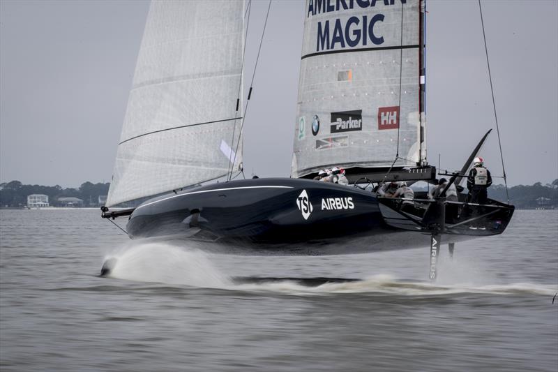 American Magic's first AC75 Defiant  testing their Code Zero in Pensacola, Florida - January 2020 photo copyright Will Ricketson taken at New York Yacht Club and featuring the AC75 class