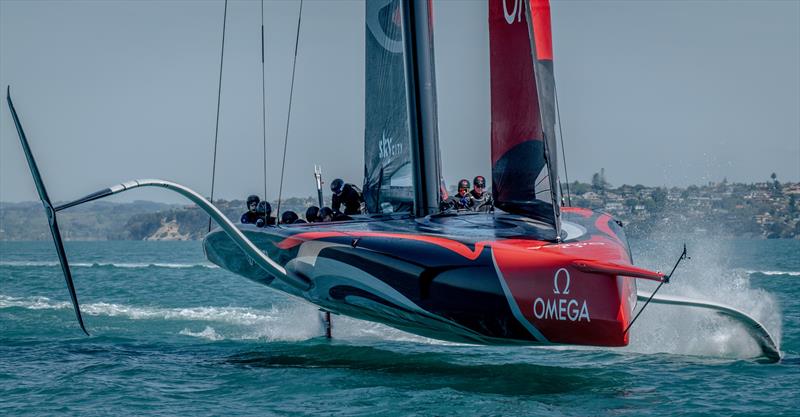 Emirates Team New Zealand's Te Aihe training on the Waitemata - January 2020 photo copyright Emirates Team New Zealand taken at Royal New Zealand Yacht Squadron and featuring the AC75 class
