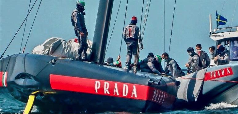 Luna Rossa test trialing off Cagliari with electric motors and face masks - April, 23 2020 photo copyright Schermata taken at Circolo della Vela Sicilia and featuring the AC75 class