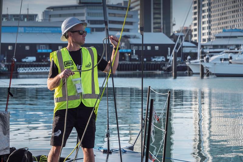 Emirates Team New Zealand's test boat Te Kaahu is prepared for their its first test session since the five week-long COVID-19 lockdown - April 30, 2020 - photo © Emirates Team New Zealand