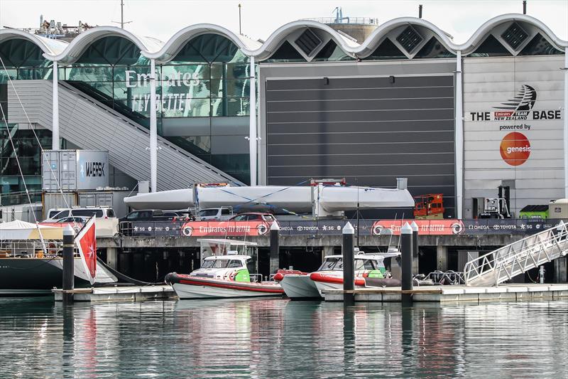 Te Aihe arrives back at the Emirates Team New Zealand base - May 26, 2020 photo copyright Richard Gladwell, Sail-World.com / nz taken at Royal New Zealand Yacht Squadron and featuring the AC75 class