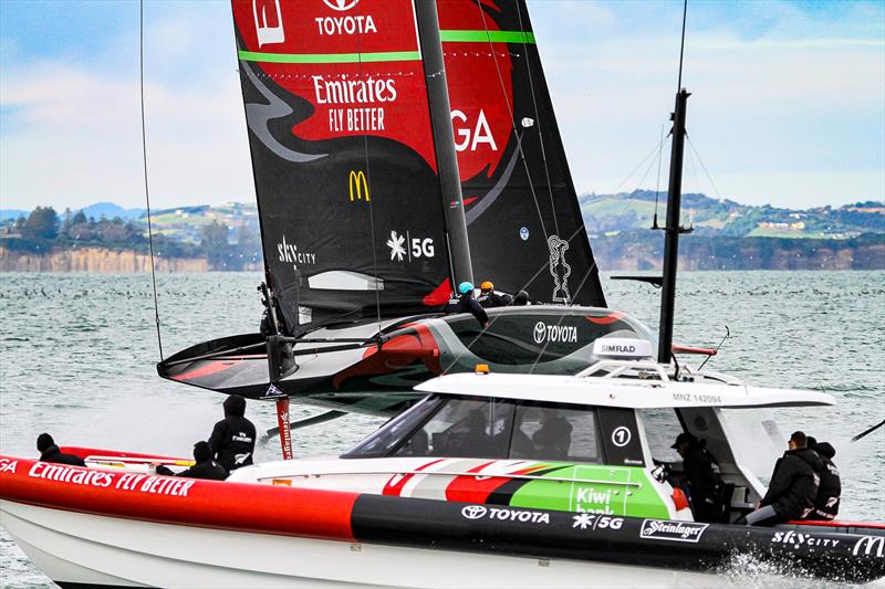 Emirates Team NZ' s AC75 Te Aihe - Auckland - July 1, 2020 photo copyright Richard Gladwell / Sail-World.com taken at Royal New Zealand Yacht Squadron and featuring the AC75 class