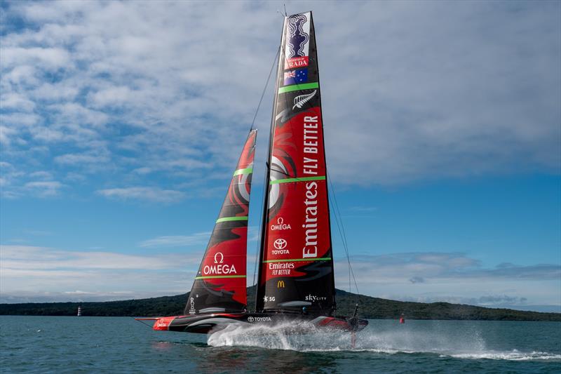 Emirates Team New Zealand's Te Aihe sails again on the Hauraki Gulf photo copyright Emirates Team New Zealand taken at Royal New Zealand Yacht Squadron and featuring the AC75 class