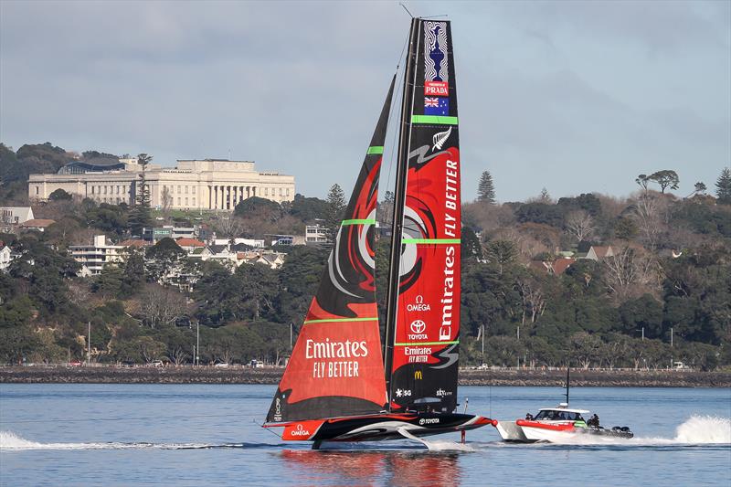 Emirates Team NZ heads out for some Code Zero testing - America's Cup - Auckland - July 4, 2020 - photo © Richard Gladwell / Sail-World.com