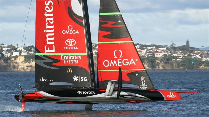Te Aihe  - AC75 - Emirates Team New Zealand, July 12, Waitemata Harbour, Auckland, New Zealand photo copyright Richard Gladwell / Sail-World.com taken at Royal New Zealand Yacht Squadron and featuring the AC75 class
