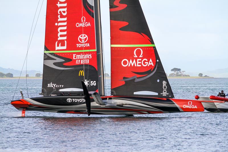 Te Aihe - AC75 - Emirates Team New Zealand - July 13, 2020 - Waitemata Harbour, Auckland, New Zealand photo copyright Richard Gladwell / Sail-World.com taken at Royal New Zealand Yacht Squadron and featuring the AC75 class