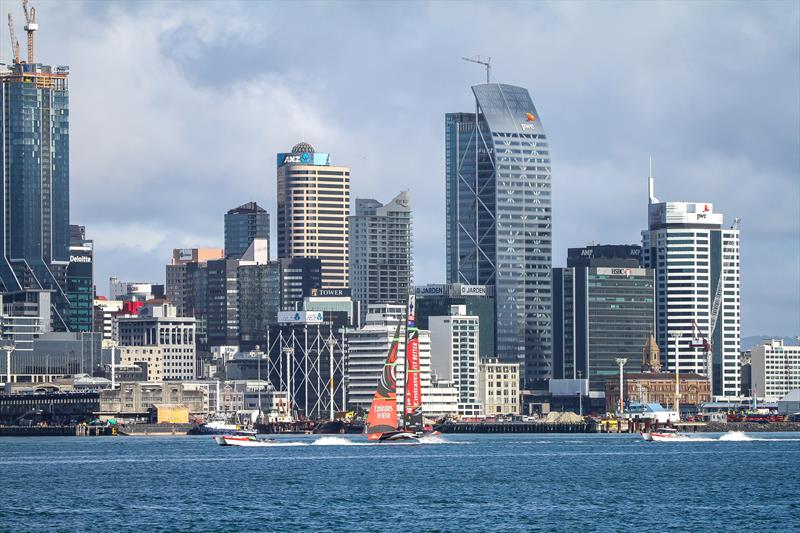 Te Aihe - AC75 - Emirates Team New Zealand - July 13, 2020 - Waitemata Harbour, Auckland, New Zealand photo copyright Richard Gladwell / Sail-World.com taken at Royal New Zealand Yacht Squadron and featuring the AC75 class