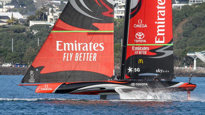 Te Aihe - AC75 - Emirates Team New Zealand - July 13, 2020 - Waitemata Harbour, Auckland, New Zealand photo copyright Richard Gladwell / Sail-World.com taken at Royal New Zealand Yacht Squadron and featuring the AC75 class