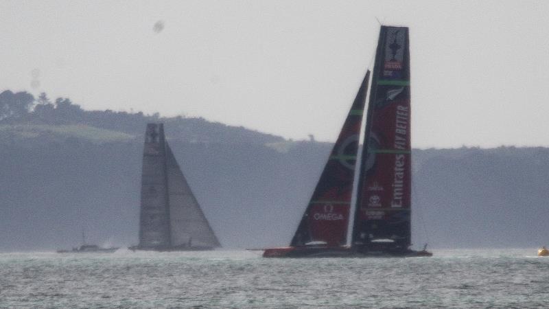 Te Aihe and Defiant - Study shot - AC75 practice Hauraki Gulf - August 13, 2020 - 36th America's Cup photo copyright Richard Gladwell / Sail-World.com taken at Royal New Zealand Yacht Squadron and featuring the AC75 class