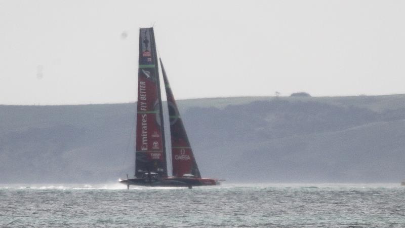 Te Aihe - Study shot - AC75 practice Hauraki Gulf - August 13, 2020 - 36th America's Cup photo copyright Richard Gladwell / Sail-World.com taken at Royal New Zealand Yacht Squadron and featuring the AC75 class