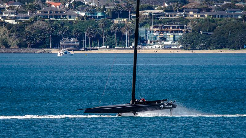 Defiant - American Magic - tows out for training - August 13, 2020 - Hauraki Gulf - 36th America's Cup photo copyright Richard Gladwell / Sail-World.com taken at Royal New Zealand Yacht Squadron and featuring the AC75 class