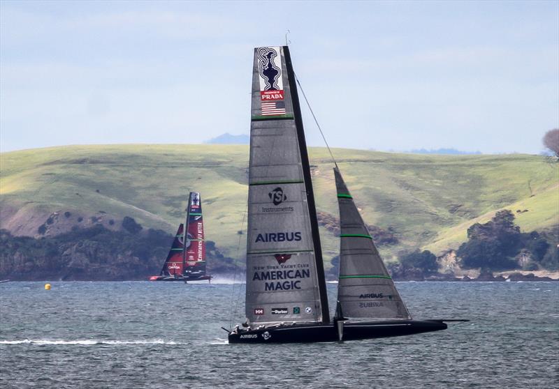 American Magic and Emirates Team New Zealand - Waitemata Harbour - September 5, 2020,  36th America's Cup photo copyright Richard Gladwell / Sail-World.com taken at Royal New Zealand Yacht Squadron and featuring the AC75 class