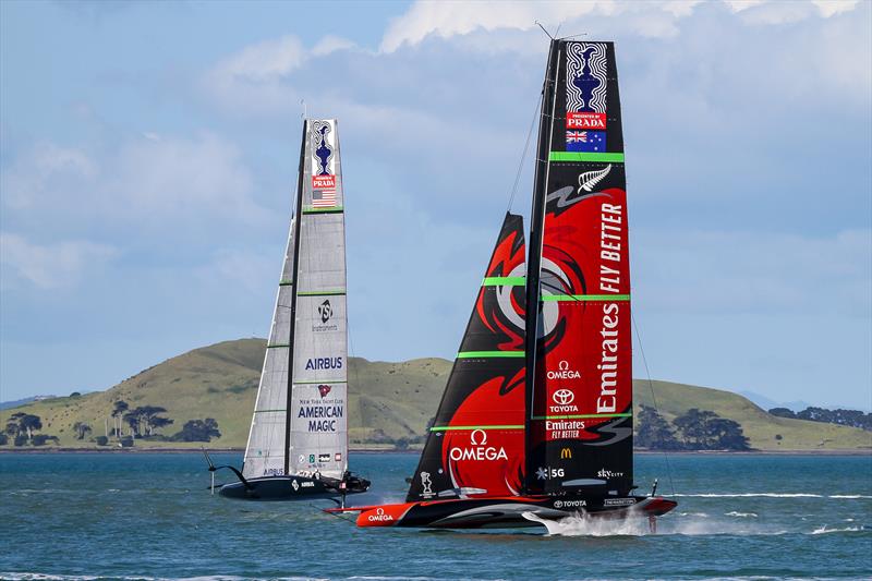 American Magic crosses Emirates Team NZ - Waitemata Harbour - September 21,2020 - 36th America's Cup - photo © Richard Gladwell / Sail-World.com