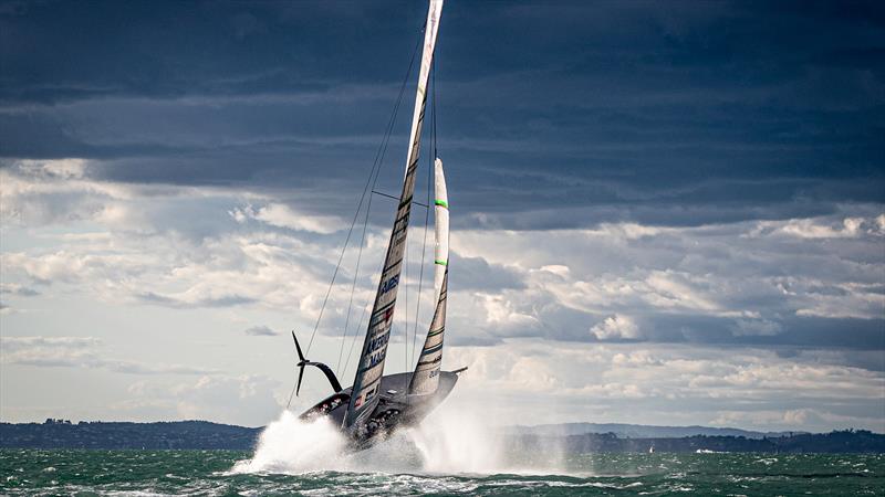 American Magic leaps free of the Waitemata photo copyright Will Ricketson taken at New York Yacht Club and featuring the AC75 class