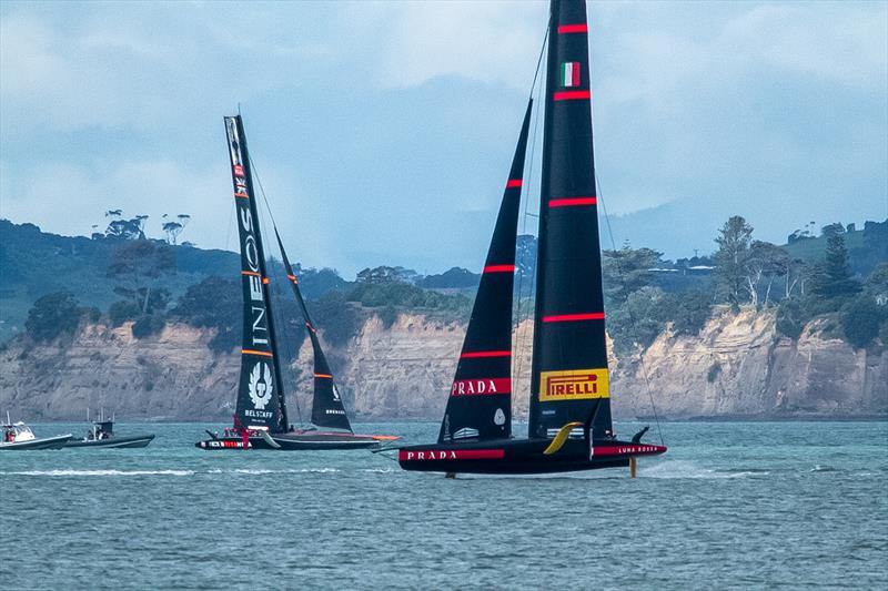 INEOS Team UK and Luna Rossa - American Magic - Waitemata Harbour - November 6, 2020 - 36th America's Cup photo copyright Richard Gladwell / Sail-World.com taken at  and featuring the AC75 class