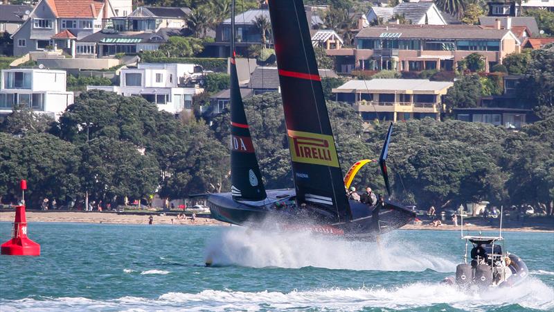 Opening stanzas of a minor sky jump - Luna Rossa Prada Pirelli - October - Waitemata Harbour - Auckland - 36th America's Cup photo copyright Richard Gladwell / Sail-World.com taken at  and featuring the AC75 class