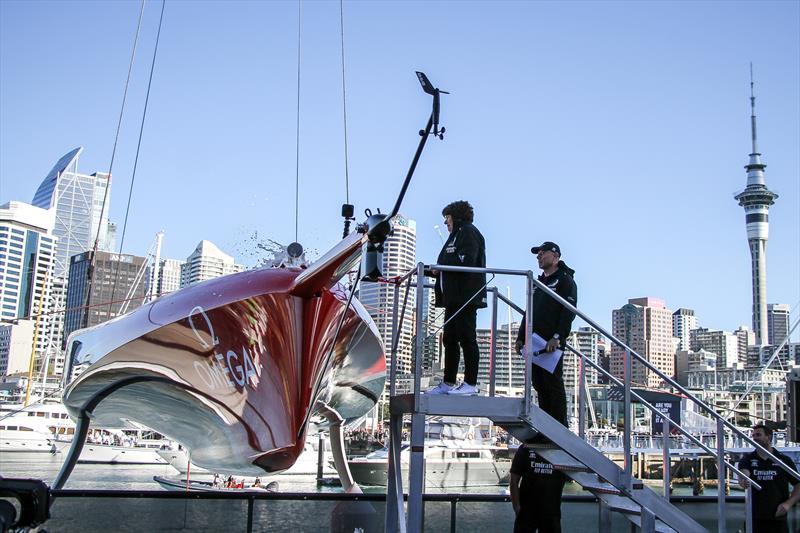 Lady Margaret Tindall christens Emirates Team New Zealand's America's Cup Defender Te Rehutai - November 18, 2020 photo copyright Richard Gladwell / Sail-World.com taken at Royal New Zealand Yacht Squadron and featuring the AC75 class