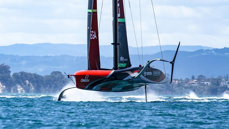 In flight Te Rehutai appears to be an aircraft - Emirates Team New Zealand AC75 - Te Rehutai - November 20, 2020 photo copyright Richard Gladwell / Sail-World.com taken at Royal New Zealand Yacht Squadron and featuring the AC75 class