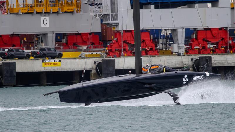 Patriot - American Magic foiling in her marked bow-down stance - Waitemata Harbour - November 26, 2020 - 36th America's Cup photo copyright Richard Gladwell / Sail-World.com taken at Royal New Zealand Yacht Squadron and featuring the AC75 class