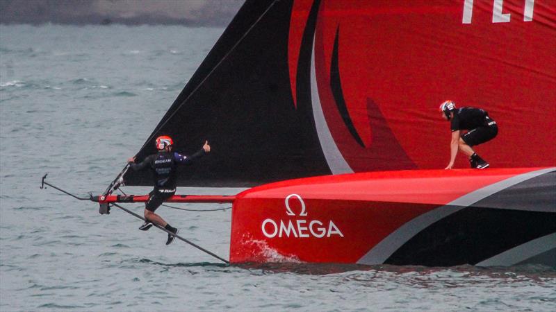 Furling gear adjustment - Emirates Team NZ - Waitemata Harbour - November 30, 2020 - 36th America's Cup photo copyright Richard Gladwell / Sail-World.com taken at Royal New Zealand Yacht Squadron and featuring the AC75 class