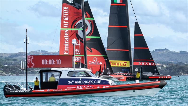 Practice race start Emirates Team NZ and Luna Rossa - Practice Day 1 -  ACWS - December 8, 2020 - Waitemata Harbour - Auckland - 36th America's Cup - photo © Richard Gladwell / Sail-World.com