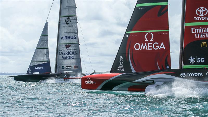 Te Rehutai - Emirates Team New Zealand & Patriot - American Magic - Practice Day 1 -  ACWS - December 8, 2020 - Waitemata Harbour - Auckland - 36th America's Cup - photo © Richard Gladwell / Sail-World.com