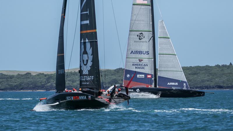 INEOS Team UK and American Magic - America's Cup World Series Practice - Waitemata Harbour - December 15, 2020 - 36th Americas Cup photo copyright Richard Gladwell / Sail-World.com taken at Royal New Zealand Yacht Squadron and featuring the AC75 class
