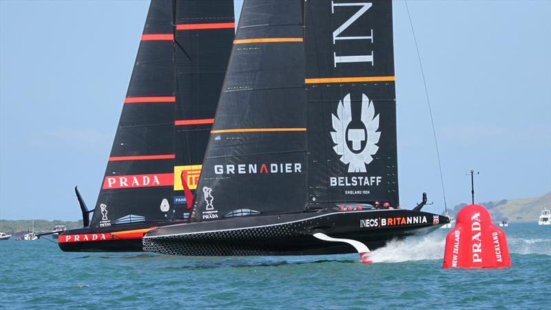 Start - race 1 - INEOS Team UK and Luna Rossa - America's Cup World Series - Day 3 - Waitemata Harbour - December 19, 2020 - 36th Americas Cup presented by Prada photo copyright Richard Gladwell / Sail-World.com taken at Royal New Zealand Yacht Squadron and featuring the AC75 class