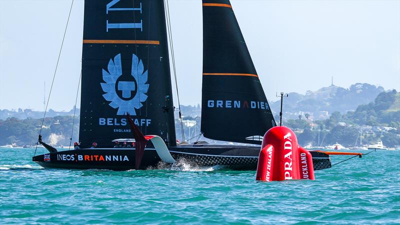INEOS Team UK off her foils - America's Cup World Series - Day 3 - Waitemata Harbour - December 19, 2020 - 36th Americas Cup presented by Prada - photo © Richard Gladwell / Sail-World.com