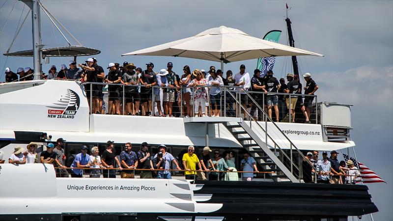 One of 18 flagged spectator charter vessels - Xmas Cup - December 20, 2020 - Waitemata Harbour - America's Cup 36 photo copyright Richard Gladwell / Sail-World.com taken at Royal New Zealand Yacht Squadron and featuring the AC75 class
