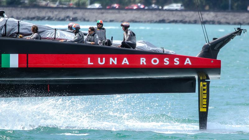 Luna Rossa Prada Pirelli - exits the Waitemata Harbour - December 30, 2020 - 36th America's Cup photo copyright Richard Gladwell / Sail-World.com taken at Royal New Zealand Yacht Squadron and featuring the AC75 class