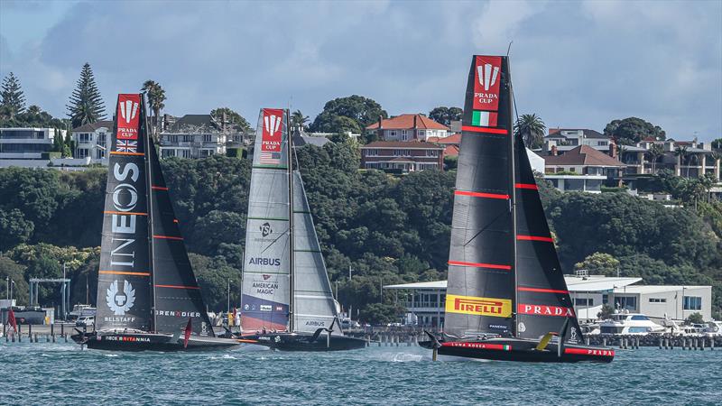 INEOS Team UK, American Magic, Luna Rossa  - Waitemata Harbour - January 8, 2021 - 36th America's Cup photo copyright Richard Gladwell / Sail-World.com taken at Royal Yacht Squadron and featuring the AC75 class