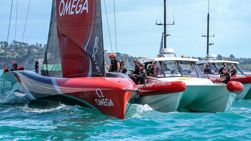 Emirates Team NZ cast off - January 12, 2021 - Practice Racing - Waitemata Harbour - Auckland - 36th America's Cup photo copyright Richard Gladwell / Sail-World.com taken at Royal New Zealand Yacht Squadron and featuring the AC75 class