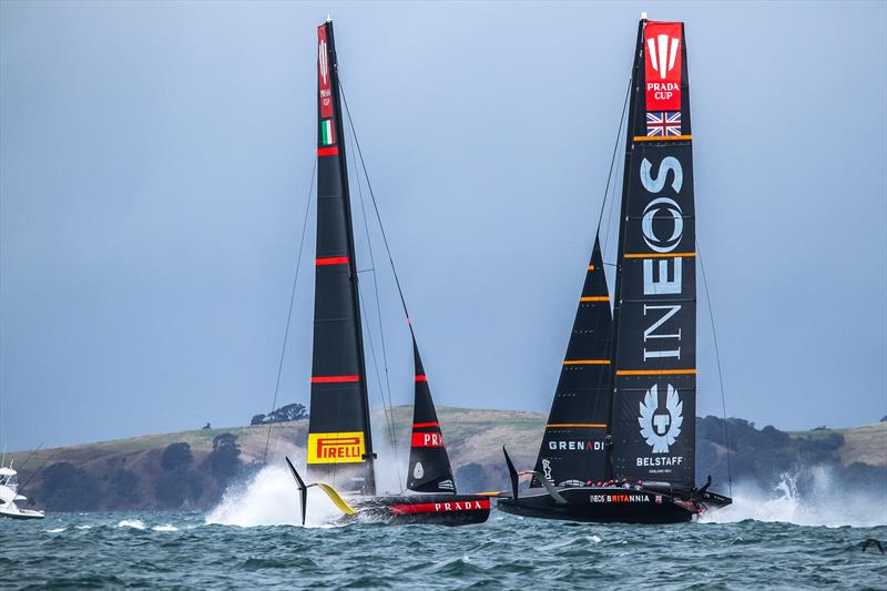 INEOS Team UK and Luna Rossa - Round Robin 2 - Hauraki Gulf - January 17, 2021- Prada Cup - 36th America's Cup photo copyright Richard Gladwell / Sail-World.com taken at Circolo della Vela Sicilia and featuring the AC75 class