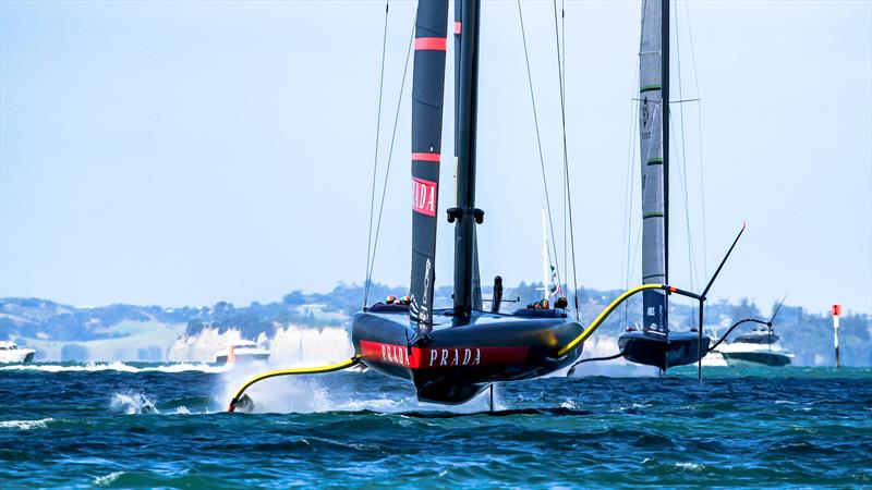 Luna Rossa leads American Magic around the windward mark on Lap 2 of Race 2 of the Semi-Finals for the Prada Cup - photo © Richard Gladwell / Sail-World.com