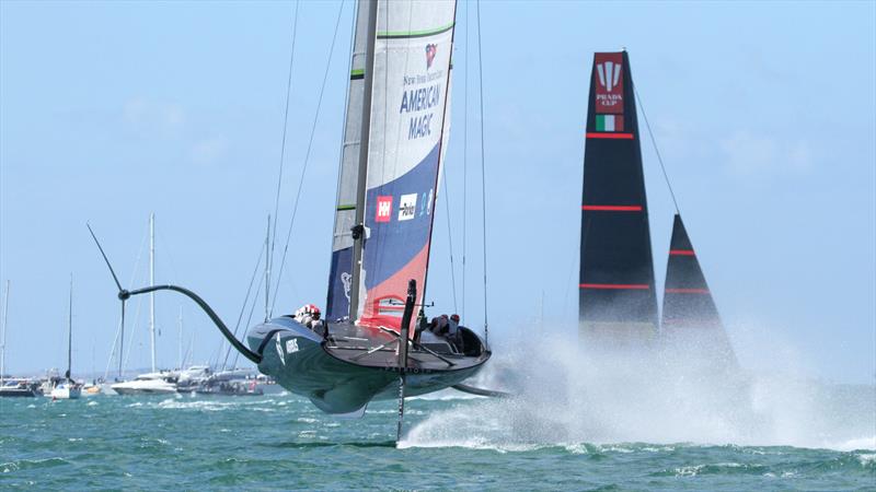 American Magic chases Luna Rossa - Semi-Final Prada Cup, Race 2, January 29, 2021 America's Cup 36 photo copyright Richard Gladwell / Sail-World.com taken at Circolo della Vela Sicilia and featuring the AC75 class