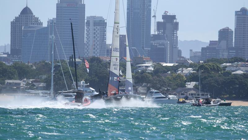 American Magic heads towards Cheltenham Beach - Semi-Final Prada Cup, Race 2, January 29, 2021 America's Cup 36 photo copyright Richard Gladwell / Sail-World.com taken at Circolo della Vela Sicilia and featuring the AC75 class