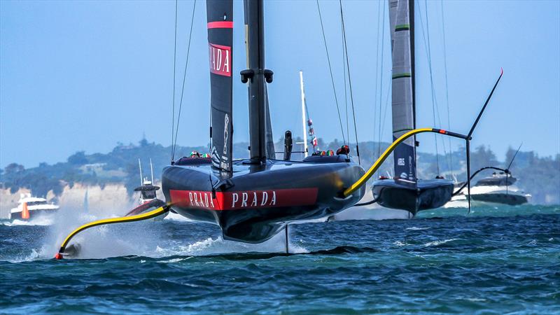 American Magic's  Patriot trails Luna Rossa - Waitemata Harbour - January 29,2021 - 36th America's Cup photo copyright Richard Gladwell / Sail-World.com taken at Royal New Zealand Yacht Squadron and featuring the AC75 class