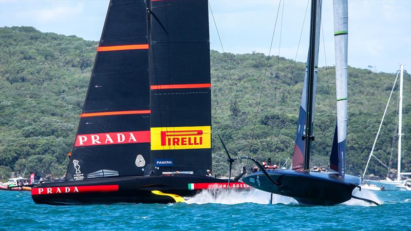 American Magic and Luna Rossa - prestart- Semi-Final - Day 2 - Hauraki Gulf - January 30, 2021 - Auckland - 36th America's Cup photo copyright Richard Gladwell / Sail-World.com taken at Royal New Zealand Yacht Squadron and featuring the AC75 class