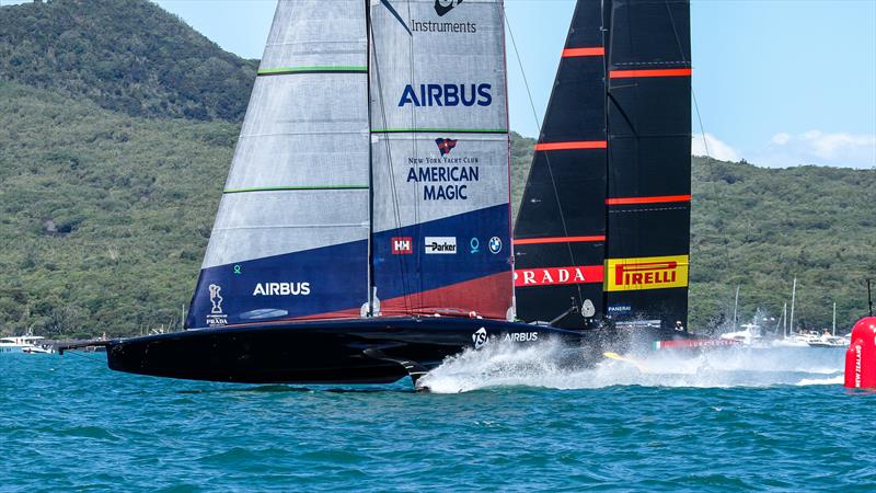 American Magic - Patriot wins the start - Race 3 - Waitemata Harbour - January 30, 2021 - 36th America's Cup photo copyright Richard Gladwell / Sail-World.com taken at Royal New Zealand Yacht Squadron and featuring the AC75 class