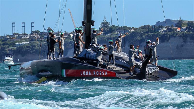 Luna Rossa acknowledge the American Magic crew - Semi-Final - Day 2 - Hauraki Gulf - January 30, 2021 - Auckland - 36th America's Cup - photo © Richard Gladwell / Sail-World.com